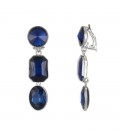 Zilverkleurige oorclips met blauwe stenen