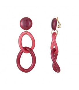 Fuchsia roze oorclips met 2 ovale hangers