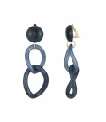 Marine blauwe oorclips met 2 ovale hangers