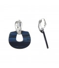 Zilverkleurige oorclip met blauwe hanger