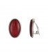 Rood getinte ovale oorclips met een zilverkleurige rand