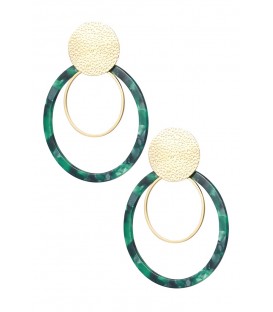 Groen met goudkleurige cirkels oorhangers