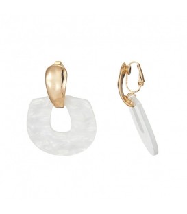 Trendy Witte Oorclips met Goudkleurig Oor Stukje - Must-Have Accessoire