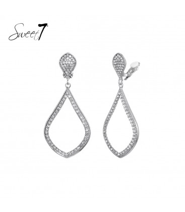 Zilverkleurige oorclips met strass steentjes