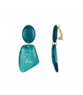 Turquoise oorclips met een resin hanger