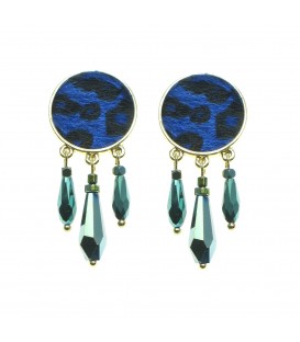 Blauwe Oorclips met Kralen Hangertjes - Trendy Accessoires