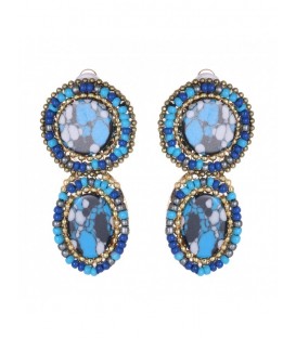 Blauw Gekleurde Oorclips met Kleine Kraaltjes - Stijlvolle Accessoires voor een Modieuze Look