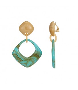 Turquoise Hars Oorclips met Blauwgroene Hanger - Bestel Nu voor Stijl en Elegance!