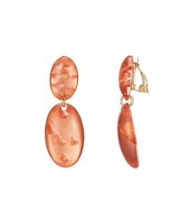 Oranje oorclips met resin hanger