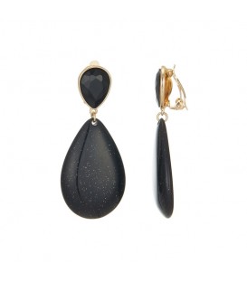 Schitterende Zwarte Oorclips met Glinsterende Hanger - Elegante Accessoires voor Elke Gelegenheid