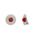 Zilverkleurige oorclips met een rood steentje