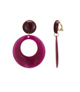 Paarse oorclips met een hars hanger