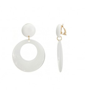 Elegante Witte Oorclips met Hars Hanger - Must-have Fashion Accessoire