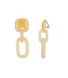 Exclusieve Beige Oorclips met Dubbele Hangers | Shop Nu