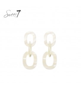 Beige oorhangers met motief