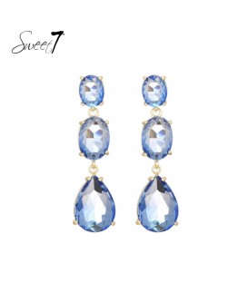 Blauwe oorhangers met glas steentjes