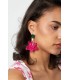 Groen bloemen oorhangers met een roze oor stukje