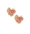 Goudkleurige oorhangers met roze stof