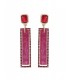 Rood paarse oorclips met print en een strass stenen rand om de hanger
