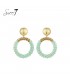 Oorhangers met turquoise en goudkleurige glas kralen