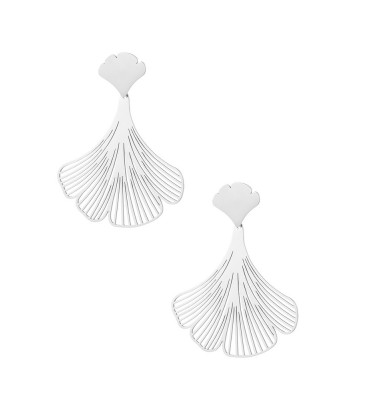 Elegante zilverkleurige oorhangers met een groot blad