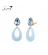 Blauwe oorclips met glas steentjes