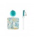Oorclips blauw met een bedrukte bladeren print