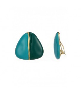 Groene oorclips met 2 kleuren in drie hoeks vorm