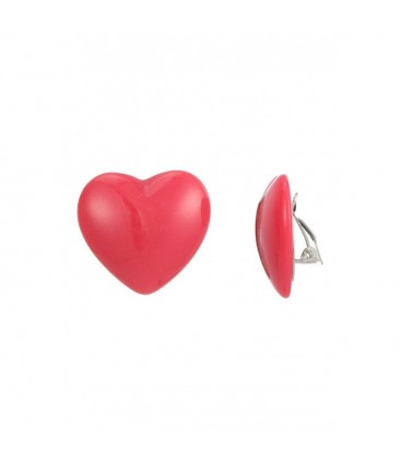 Fuchsia roze oorclips in hart vorm