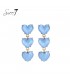 Blauwe oorhangers met 3 harten onder elkaar.