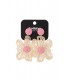 Roze bloemen oorhangers van raffia