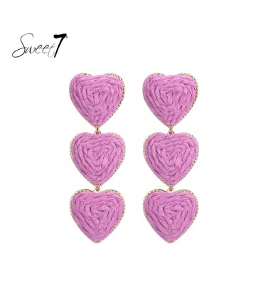 Roze harten oorhangers met goudkleurige randen