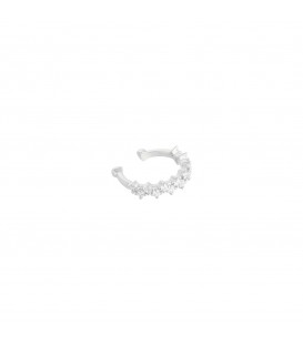 Zilverkleurige earcuff met een rij witte zirkoonsteentjes