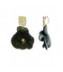 Oorclips groen met een bloemen hanger en een goudkleurig oor stukje