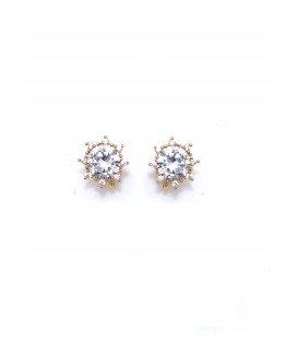Oorclips met Zirconia steen in goudkleur zetting