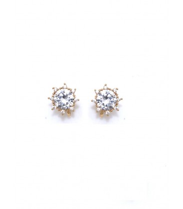 Oorclips met Zirconia steen in goudkleur zetting