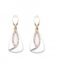 Oorclips wit met een heldere strass stenen rand in het midden