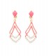 Oorclips roze met een dubbele hanger en heldere strass steentjes