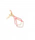 Oorclips roze met een dubbele hanger en heldere strass steentjes