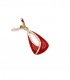 Oorclips rood met een helder strass stenen rand in het midden