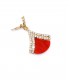 Goudkleurige oorclips met een rood vlak en heldere strass steentjes