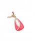 Oorclips roze met een heldere stras rand in het midden van de hanger