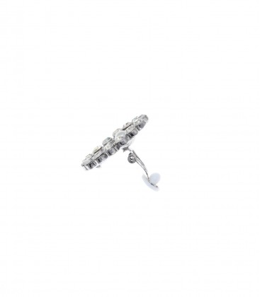 Zilverkleurige oorclips met strass randen en imitatie pareltje