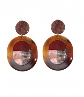 Bruine stevige oorclips met gekleurde hanger