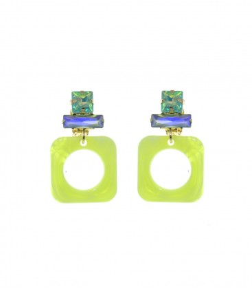 Groene oorclips met glas steentjes