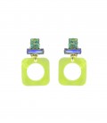 Groene oorclips met glas steentjes