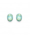 Oorclips Met zeegroene strass rand en helder groene steen