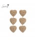 Camel kleurige oorhangers met 3 harten van raffia