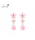 Roze oorhangers met glas steentjes