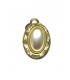 Ovale goudkleurige oorclips met parel hart en strass steentjes rand